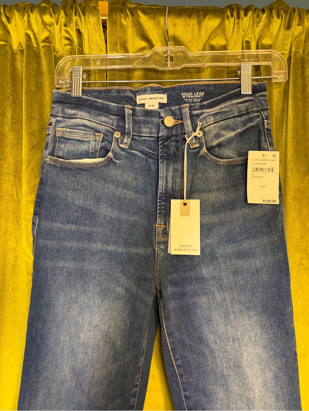 NWT Good American Always Fits Good Legs Straight Jeans Indigo 571 Size 6-12 $159 - Picture 4 of 13